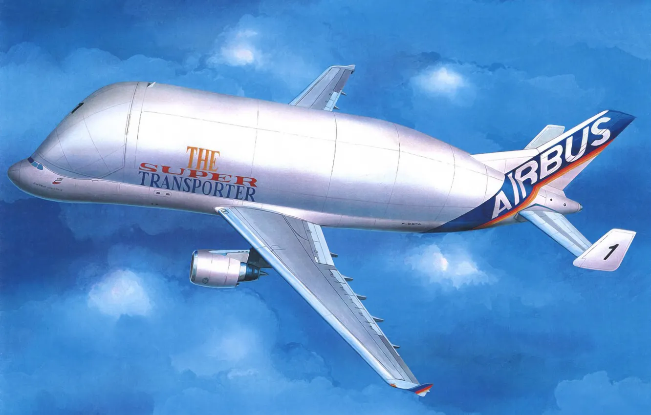 Фото обои art, airplane, painting, Airbus Beluga