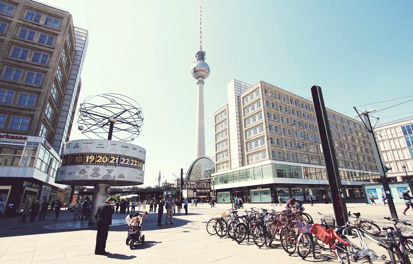 Фото обои город, люди, Германия, площадь, Берлин, Alexanderplatz, Berlin