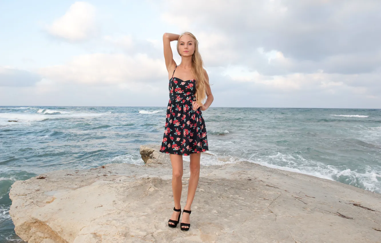 Фото обои girl, dress, model, blonde, nancy Ace