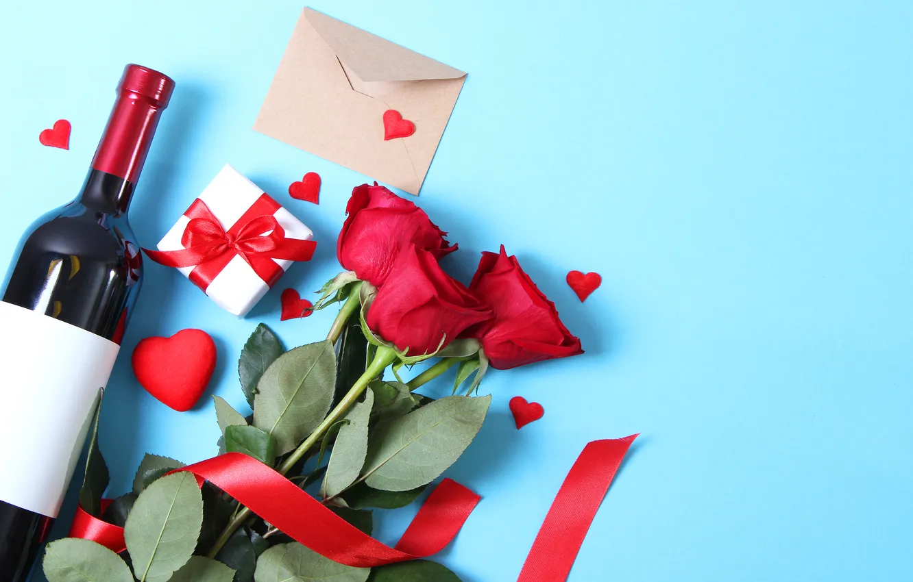 Фото обои любовь, цветы, подарок, романтика, сердце, розы, букет, love