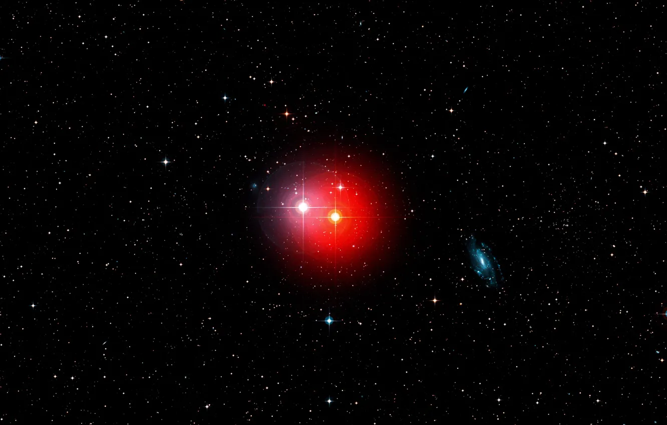 Фото обои Stars, Galaxies, Spiral Galaxy, Wide Field View, Digitized Sky Survey 2, π1 Gruis - Red, …