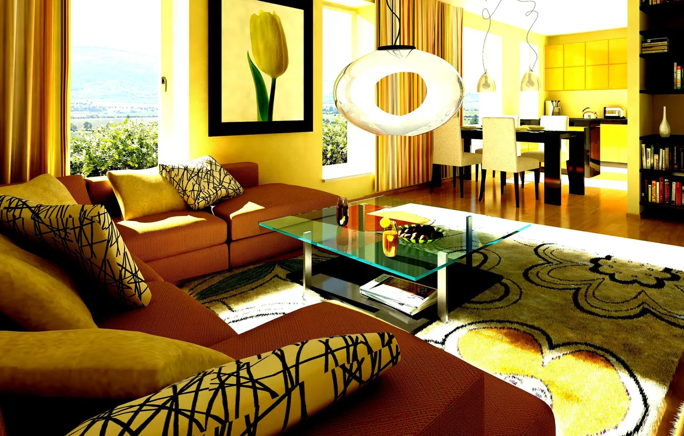 Фото обои design, living room, interior, home, high, contrast