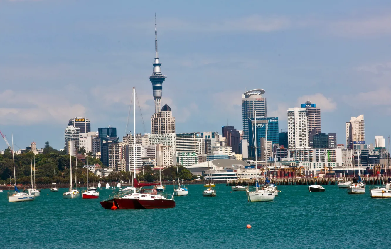 Фото обои город, побережье, яхты, Auckland, Новая, Зеландия