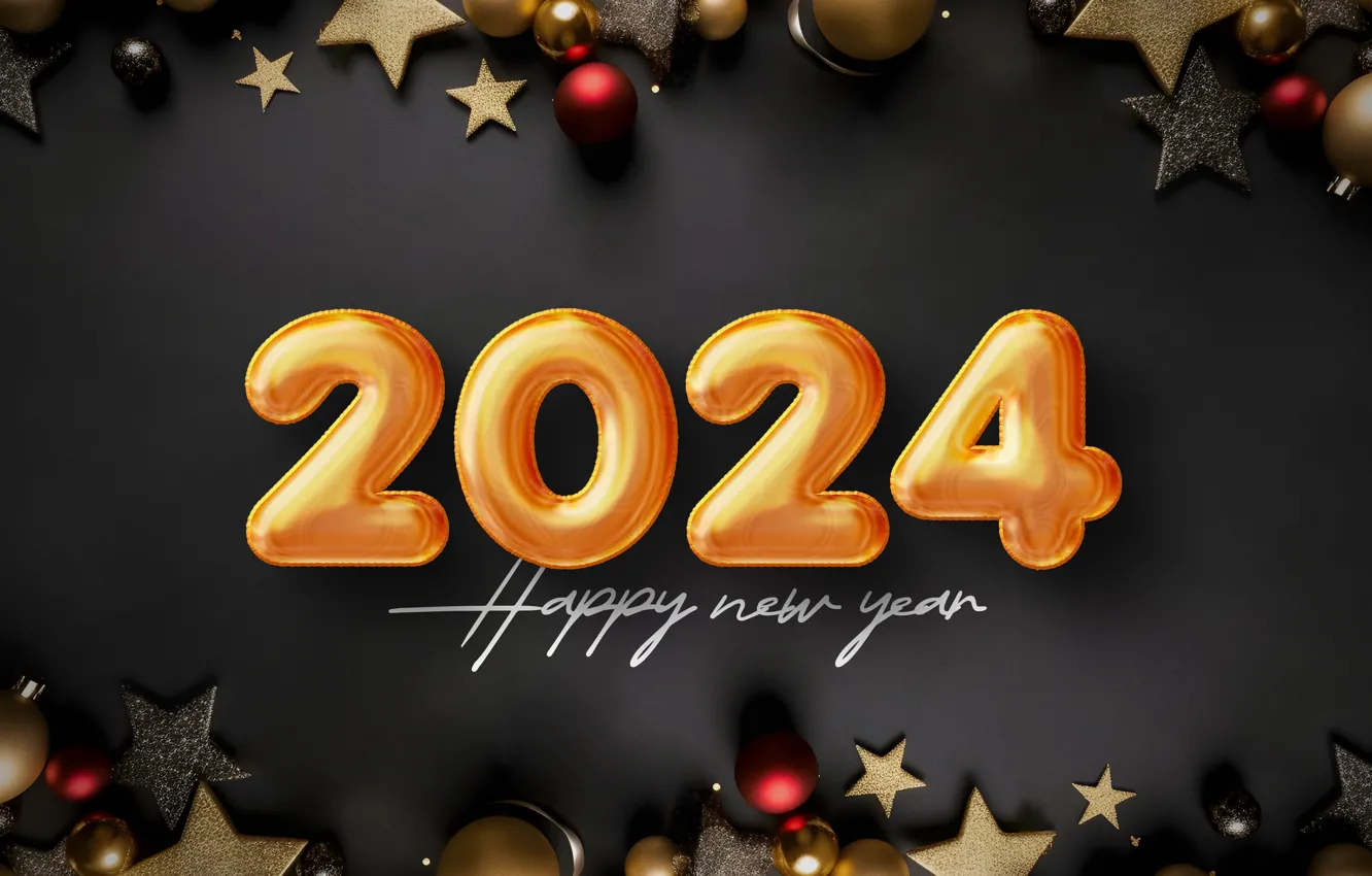 Фото обои цифры, Новый год, дата, композиция, 2024, Новый 2024 год