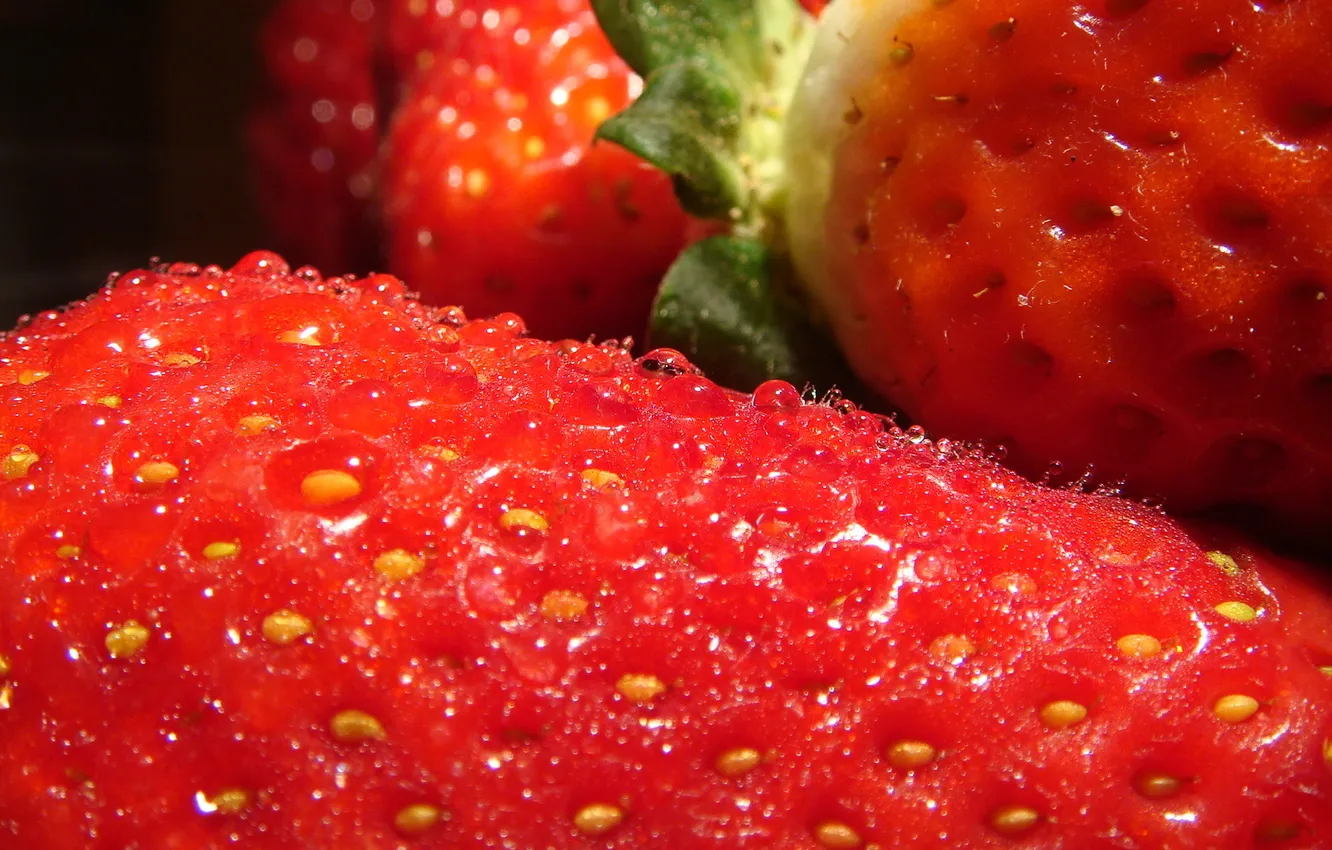 Фото обои капли, мякоть, клубника, strawberry