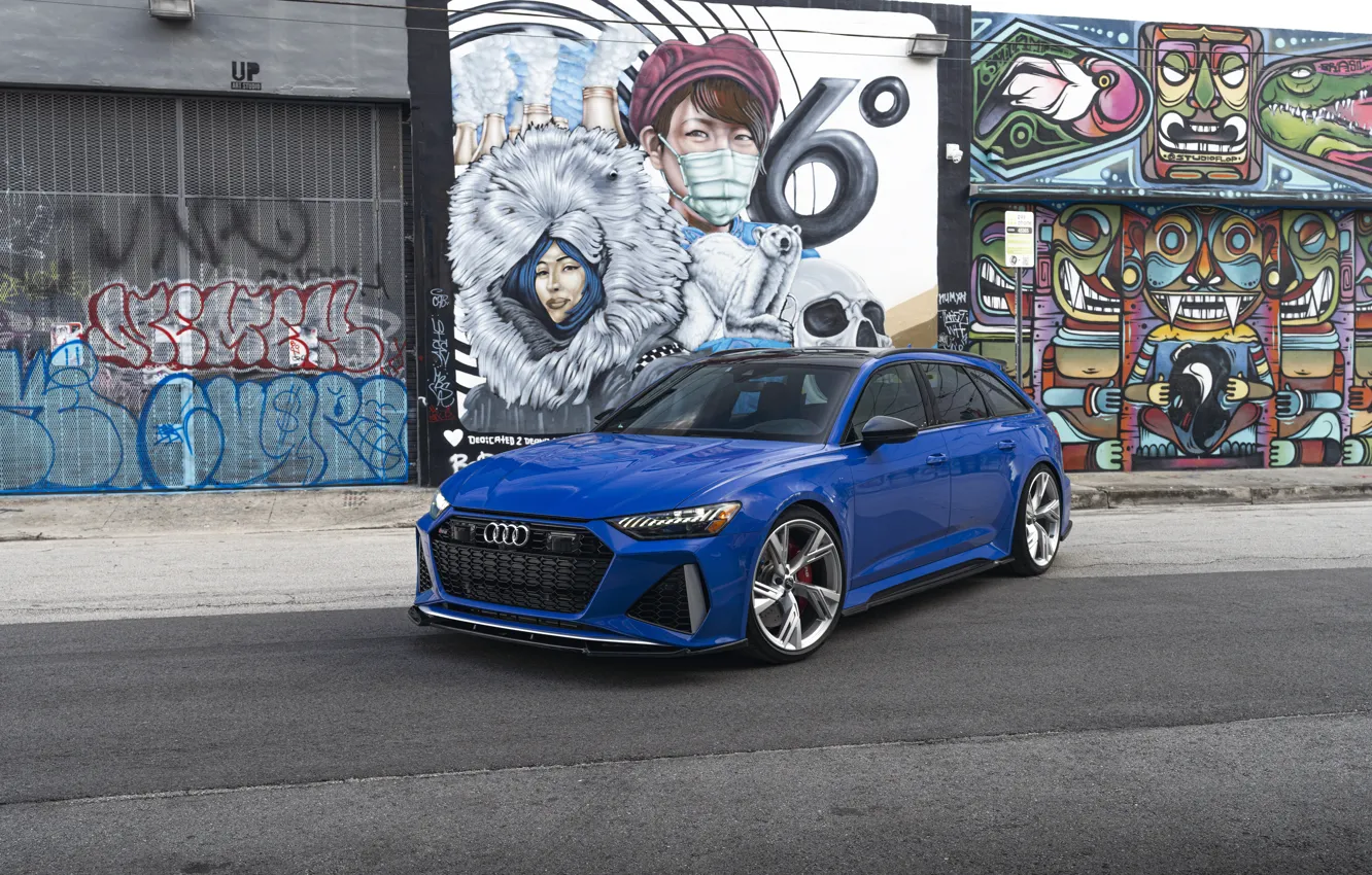 Фото обои Audi, Blue, Avant, RS6, VAG