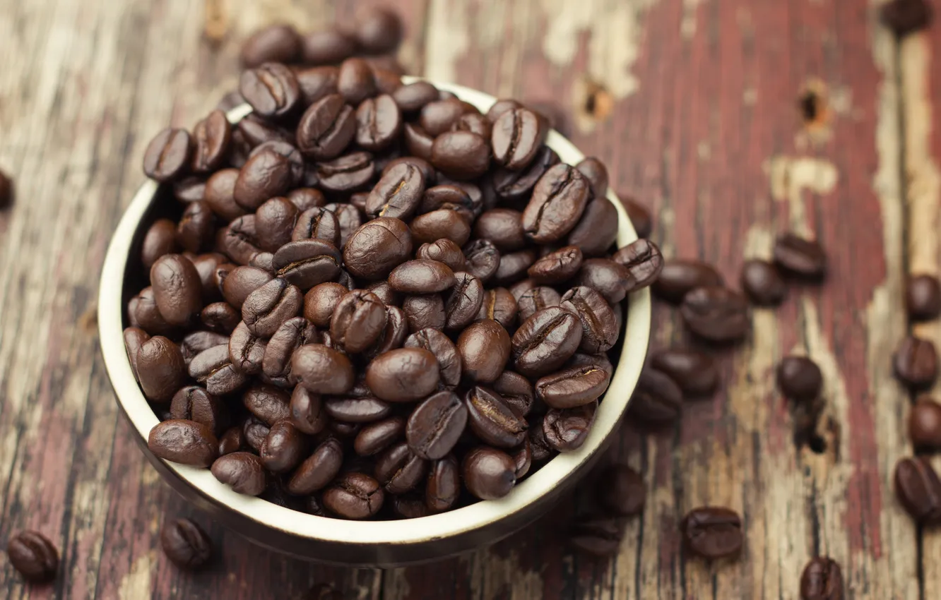 Фото обои кофе, зерна, wood, beans, coffee