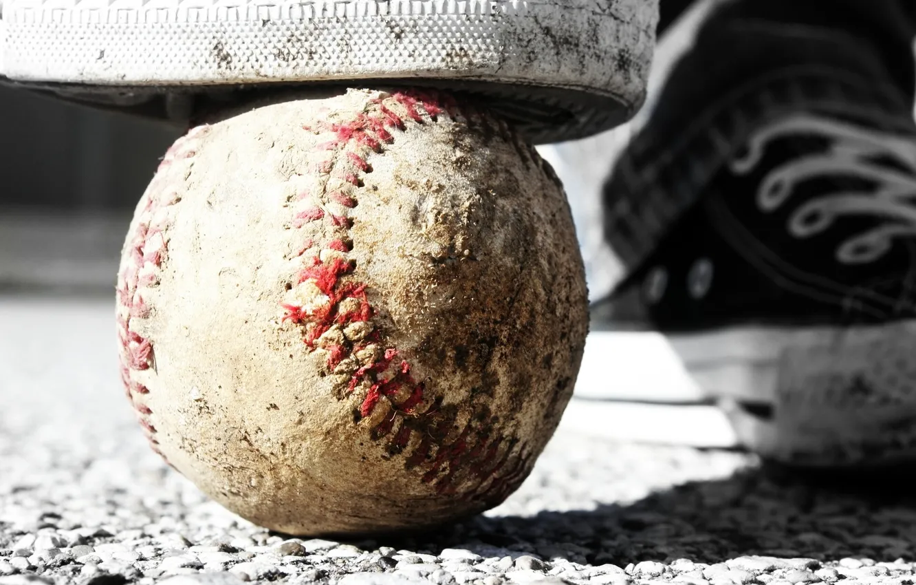 Фото обои мяч, обувь, бейсбол, кроссовки, macro, ball, shoes, baseball
