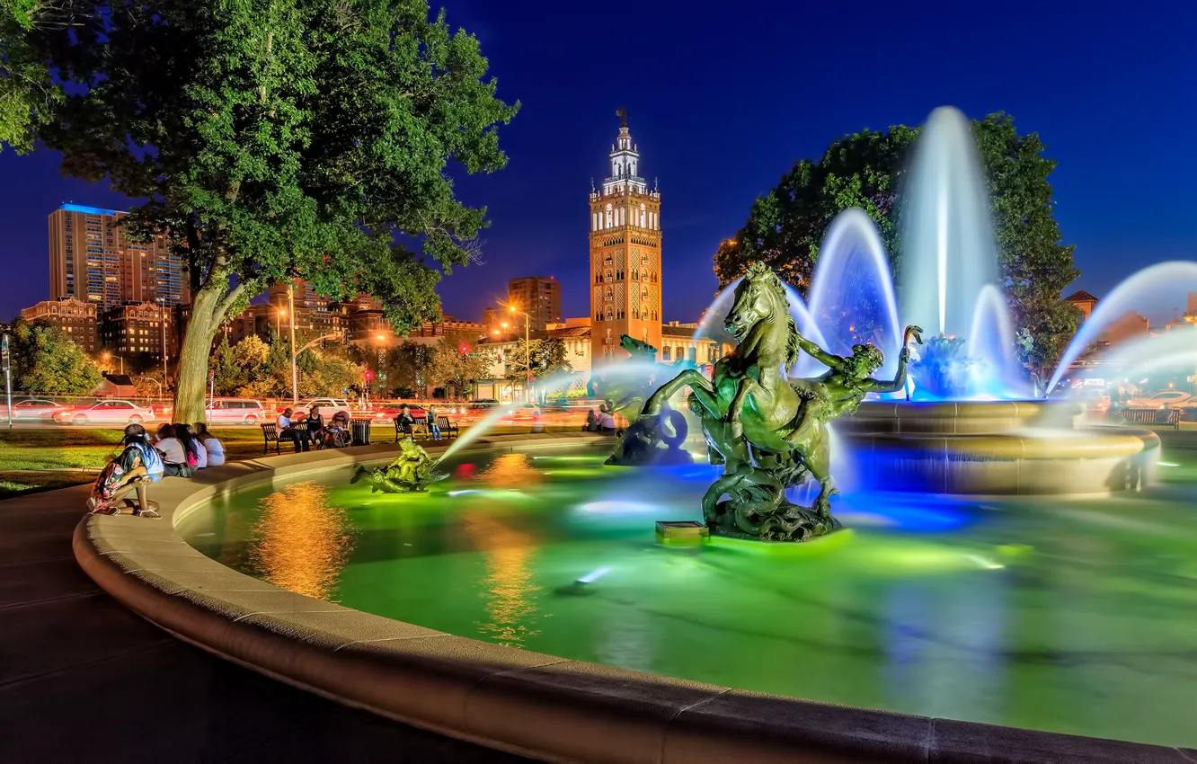 Фото обои площадь, фонтан, Миссури, скульптура, Kansas City, Missouri, Канзас-Сити, Country Club Plaza