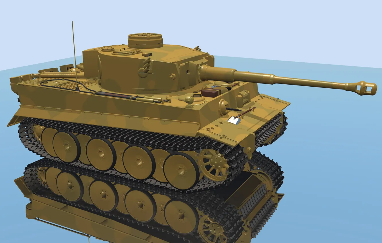Фото обои Отражение, Тигр, Модель, Танк, Техника, Немецкий, Tiger 131, Тигр 131