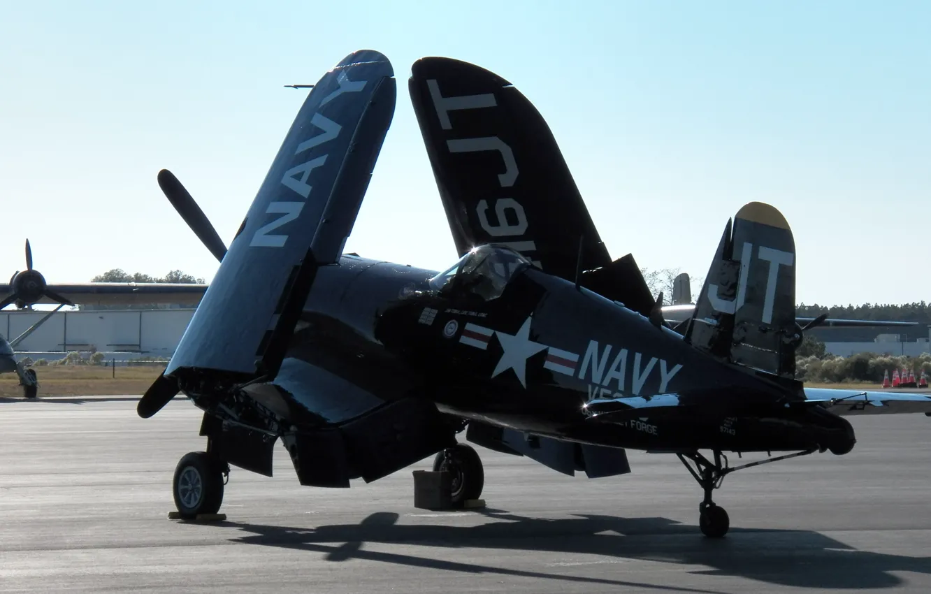 Фото обои Истребитель, Палубный, Одноместный, F4U Corsair, Chance Vought, F4U Корсар, Чанс-Воут