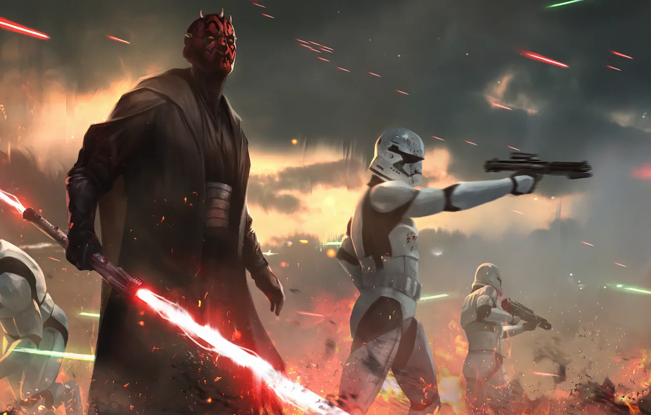 Фото обои Рисунок, Star Wars, Dark, Меч, Darth Maul, Dark Side, Звёздные войны, Световой меч
