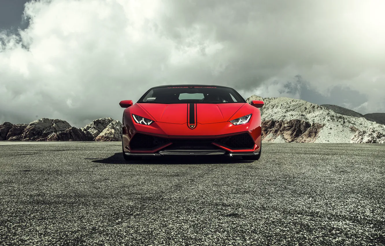 Фото обои Lamborghini, Red, красная, ламборджини, 2015, LP 610-4, Huracan, хуракан