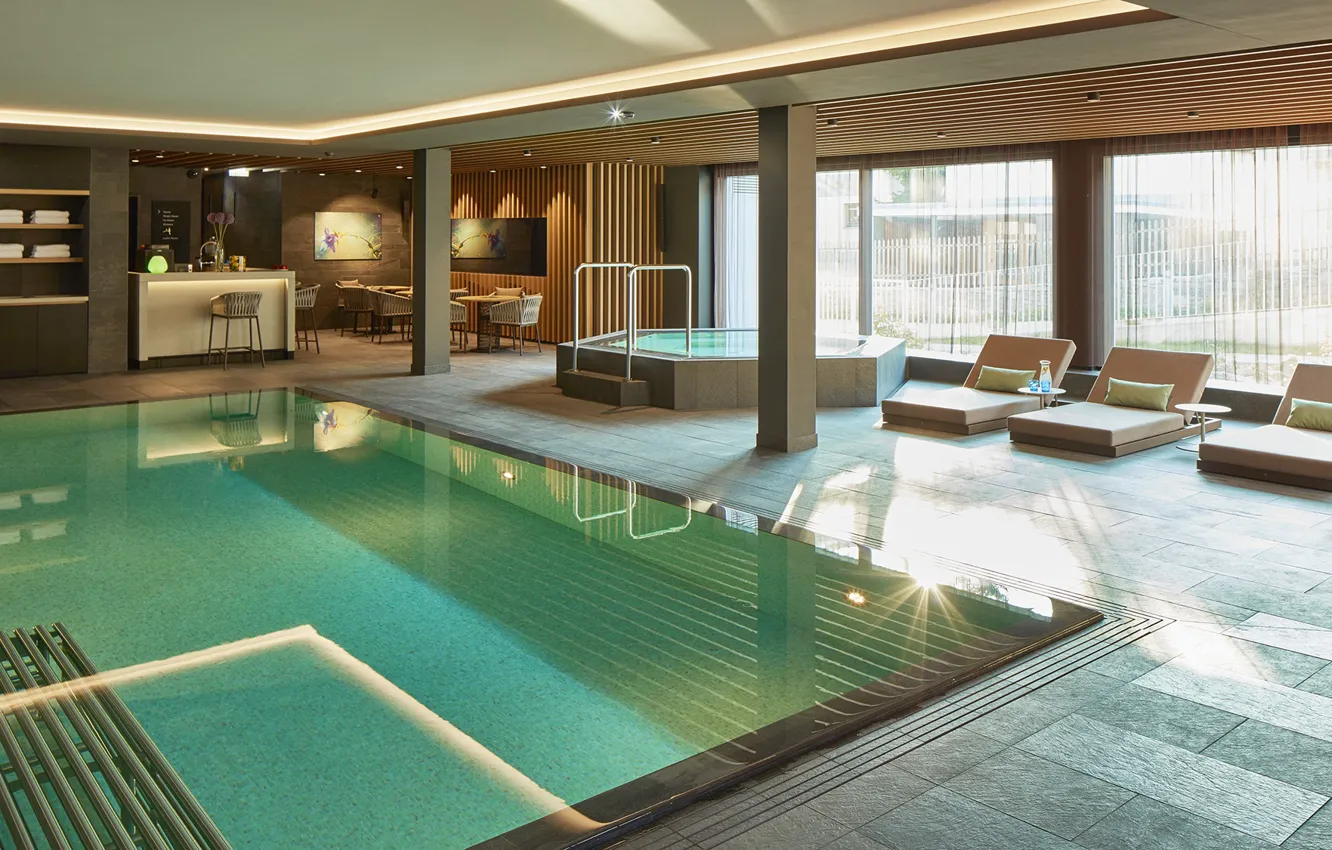 Фото обои интерьер, бассейн, джакузи, помещение, зона отдыха, Davos, Hard Rock Hotel