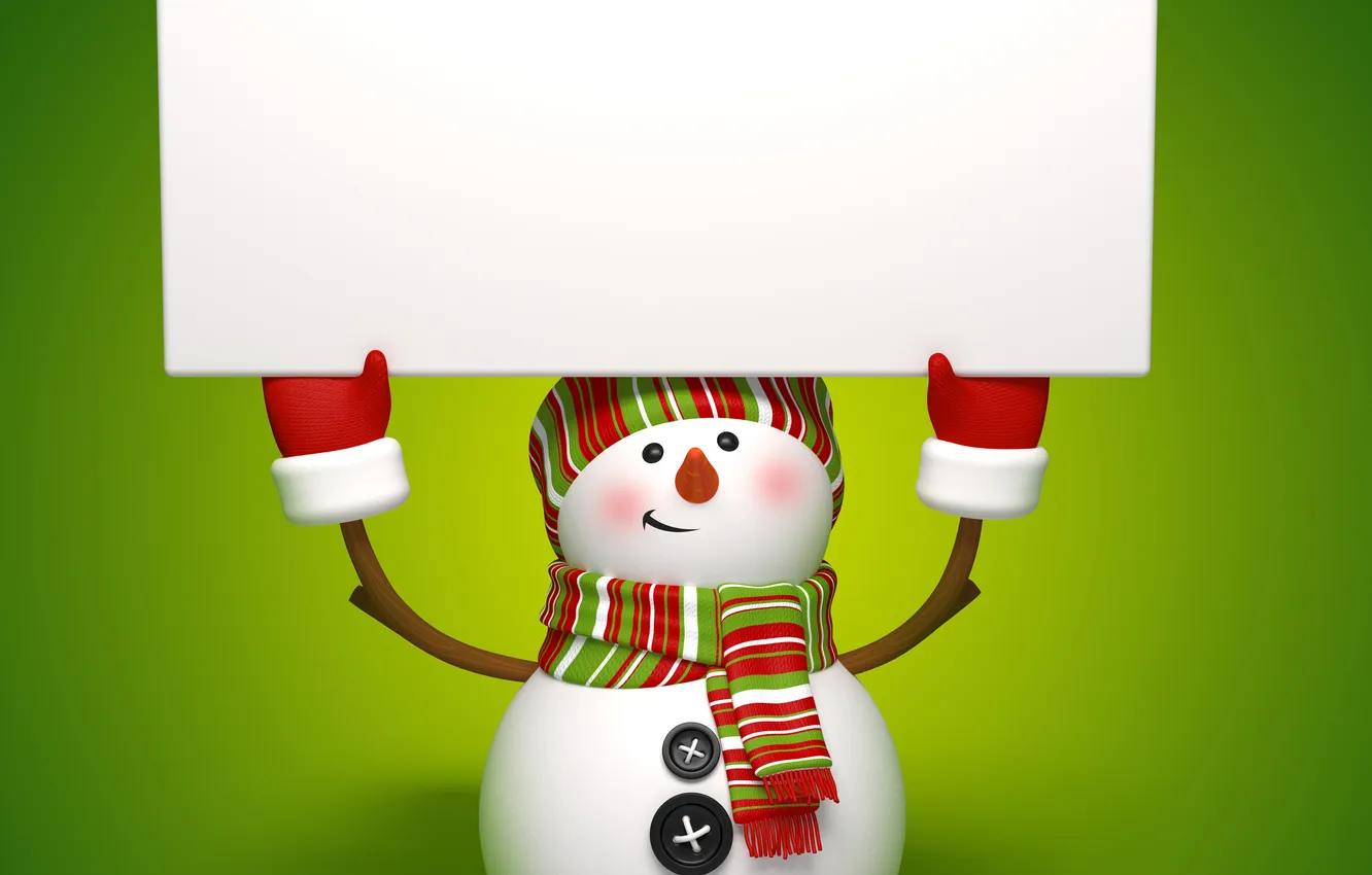 Фото обои рендеринг, новый год, снеговик, christmas, new year, cute, snowman, banner