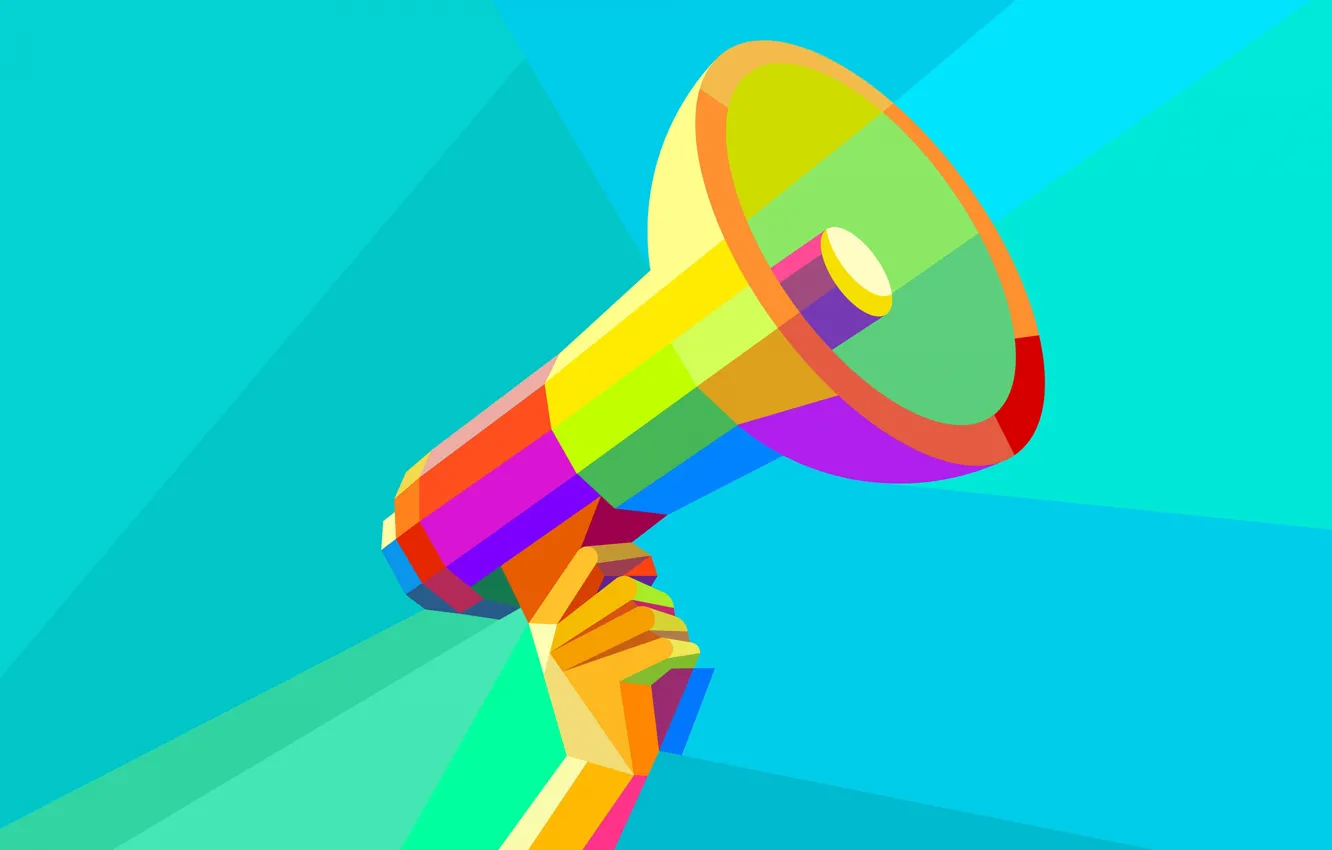 Фото обои вектор, мегафон, low poly, горомкоговоритель