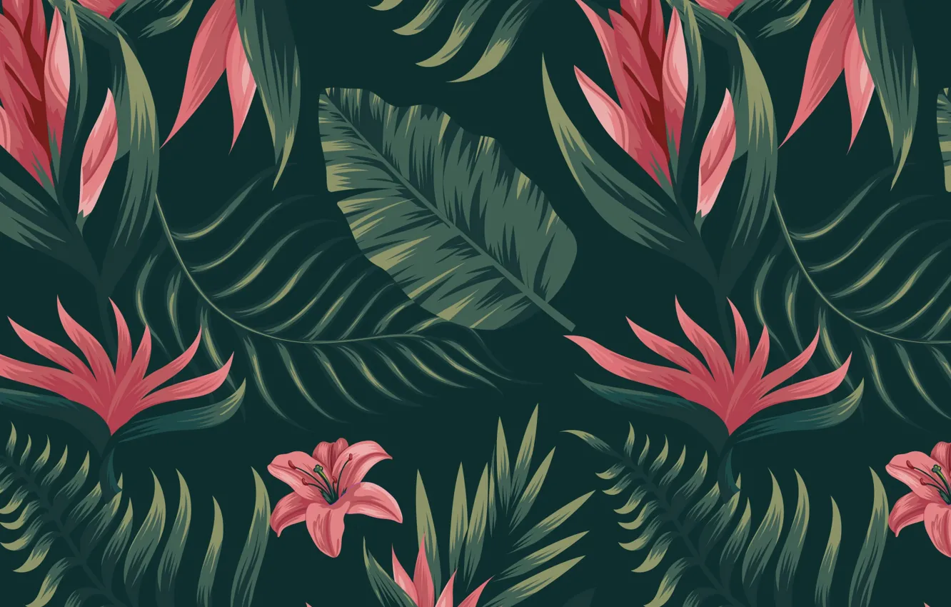 Фото обои фон, текстура, Flower, flowers, pattern, Background, Tropical, Pattern