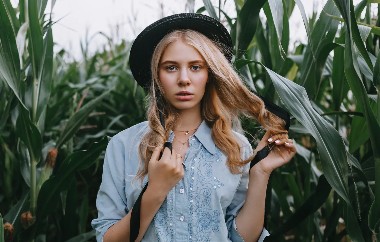 Фото обои взгляд, девушка, модель, волосы, кукуруза, Julia, Dmitry Takemethere