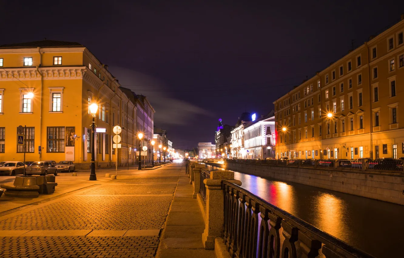 Фото обои ночь, Питер, Санкт-Петербург, канал, Россия, Russia, спб, St. Petersburg
