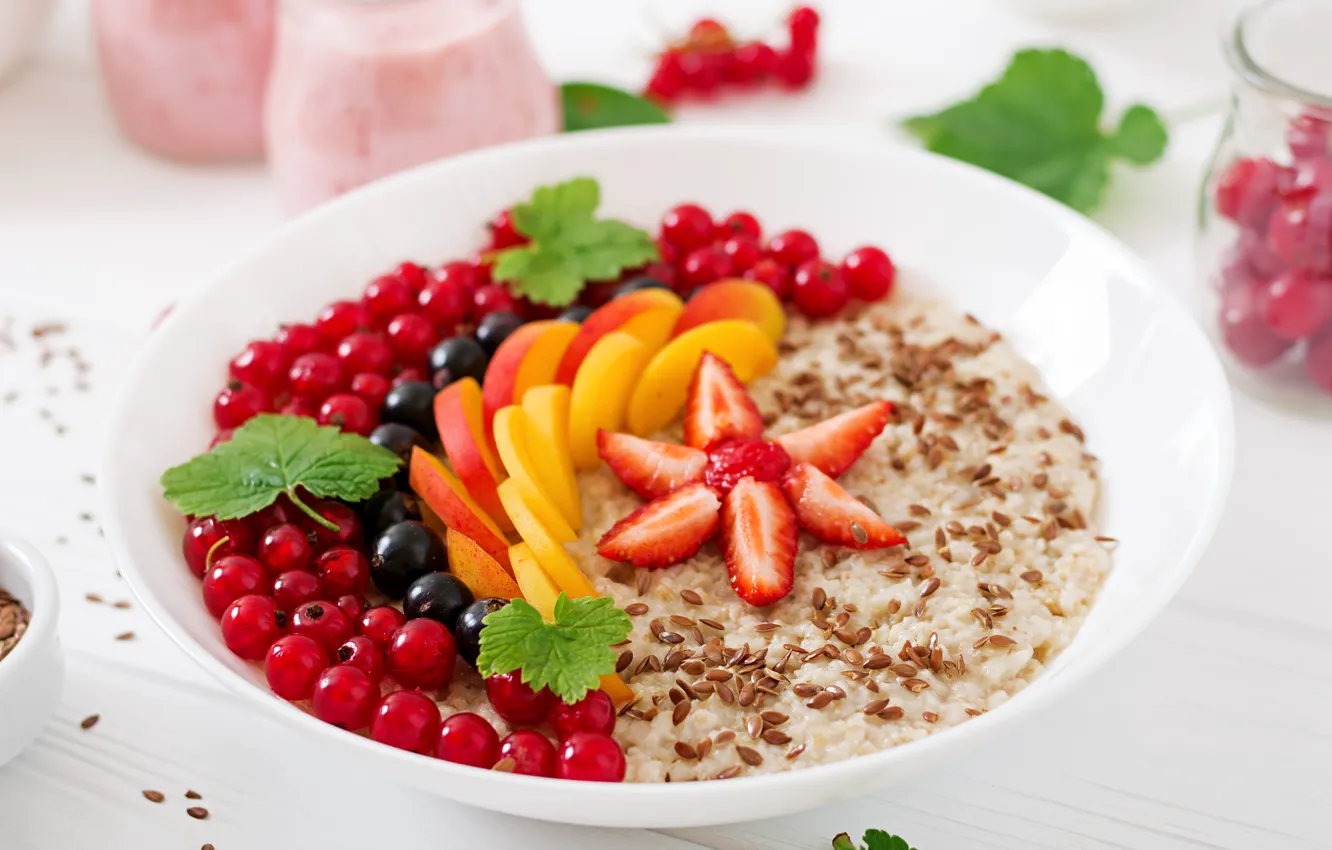 Фото обои ягоды, завтрак, хлопья, berries, Breakfast, cereal