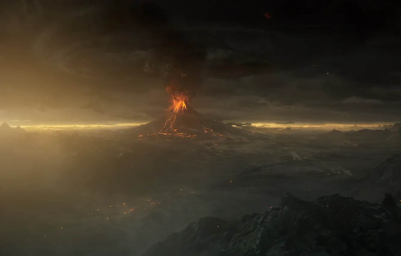 Фото обои fantasy, landscape, art, serial, mount, volcanic, mordor