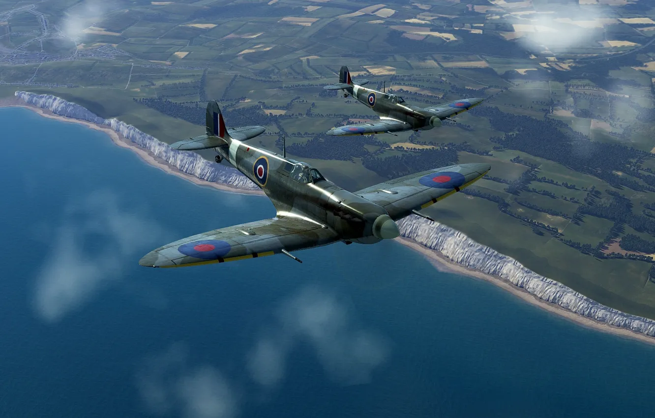 Фото обои Британия, Spitfire Mk.Vb, Фронтовой истребитель, Reginald Joseph Mitchell