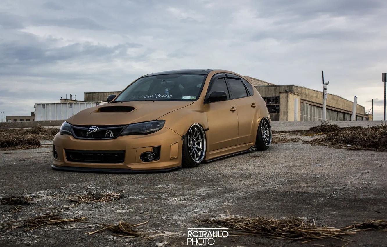 Фото обои wheels, subaru, wrx, impreza, tuning, front, sti, face