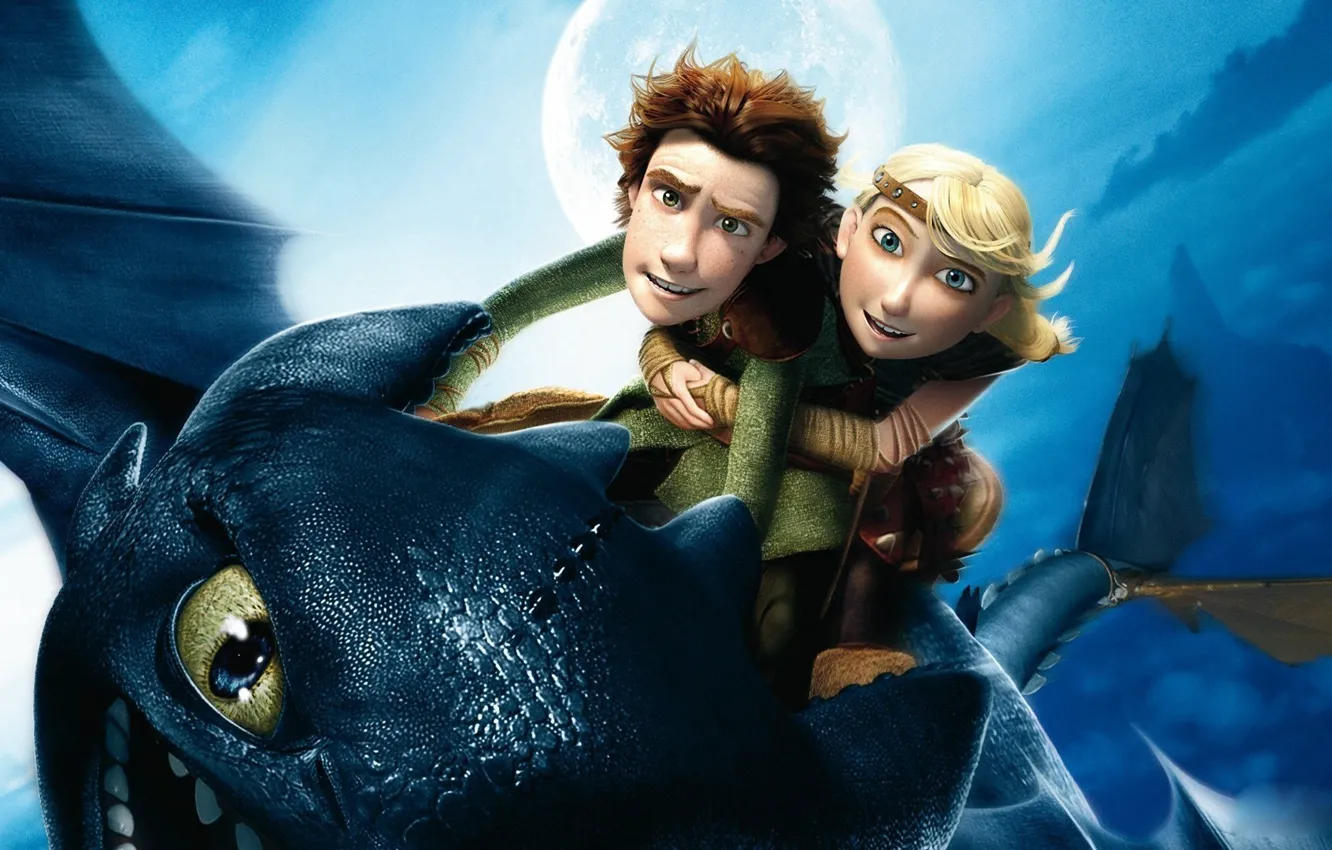 Фото обои полет, мультфильм, Иккинг, Беззубик, Как приручить дракона, How to Train Your Dragon