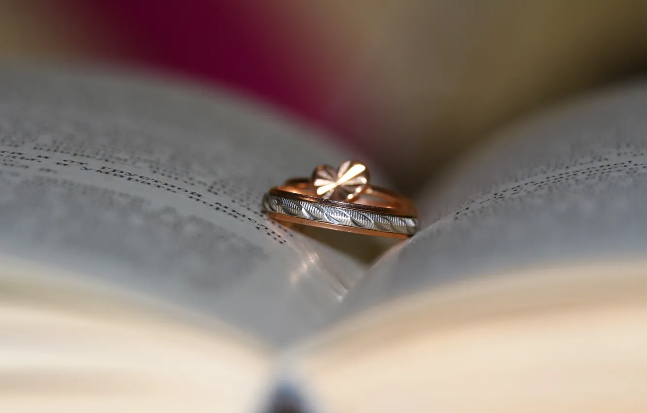 Фото обои кольца, книга, украшение