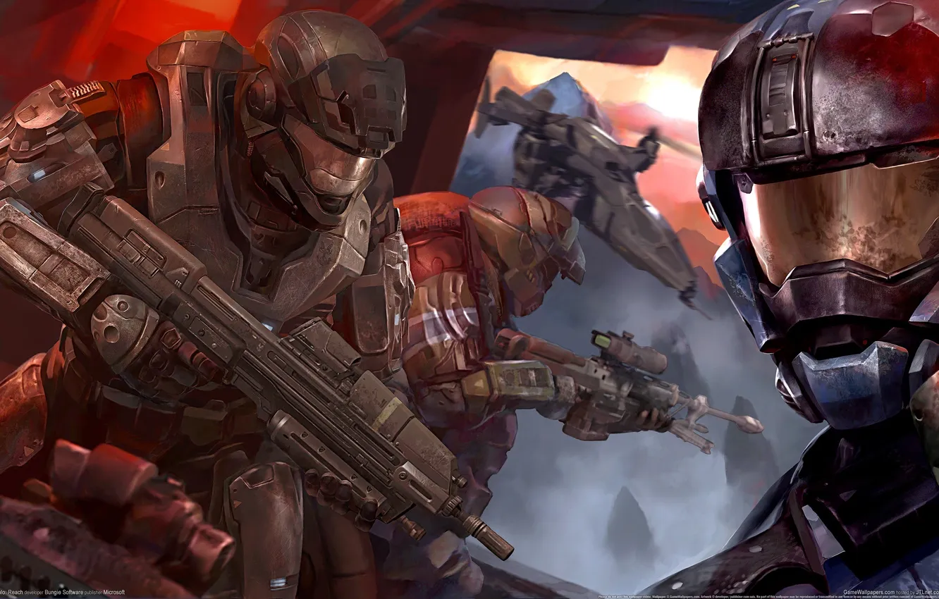 Фото обои оружие, игра, бойцы, Halo reach