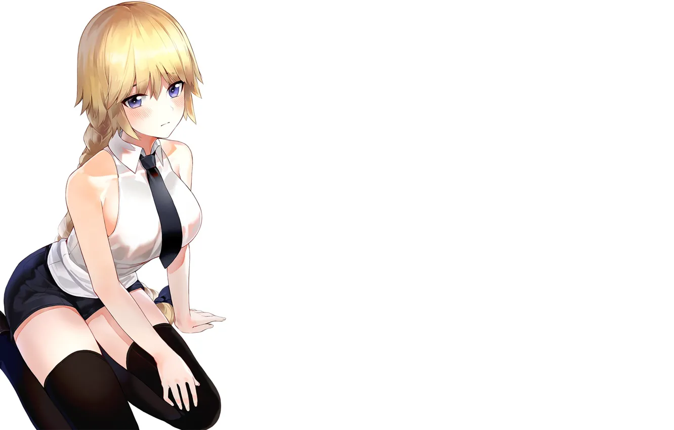 Фото обои взгляд, девушка, белый фон, Fate / Grand Order