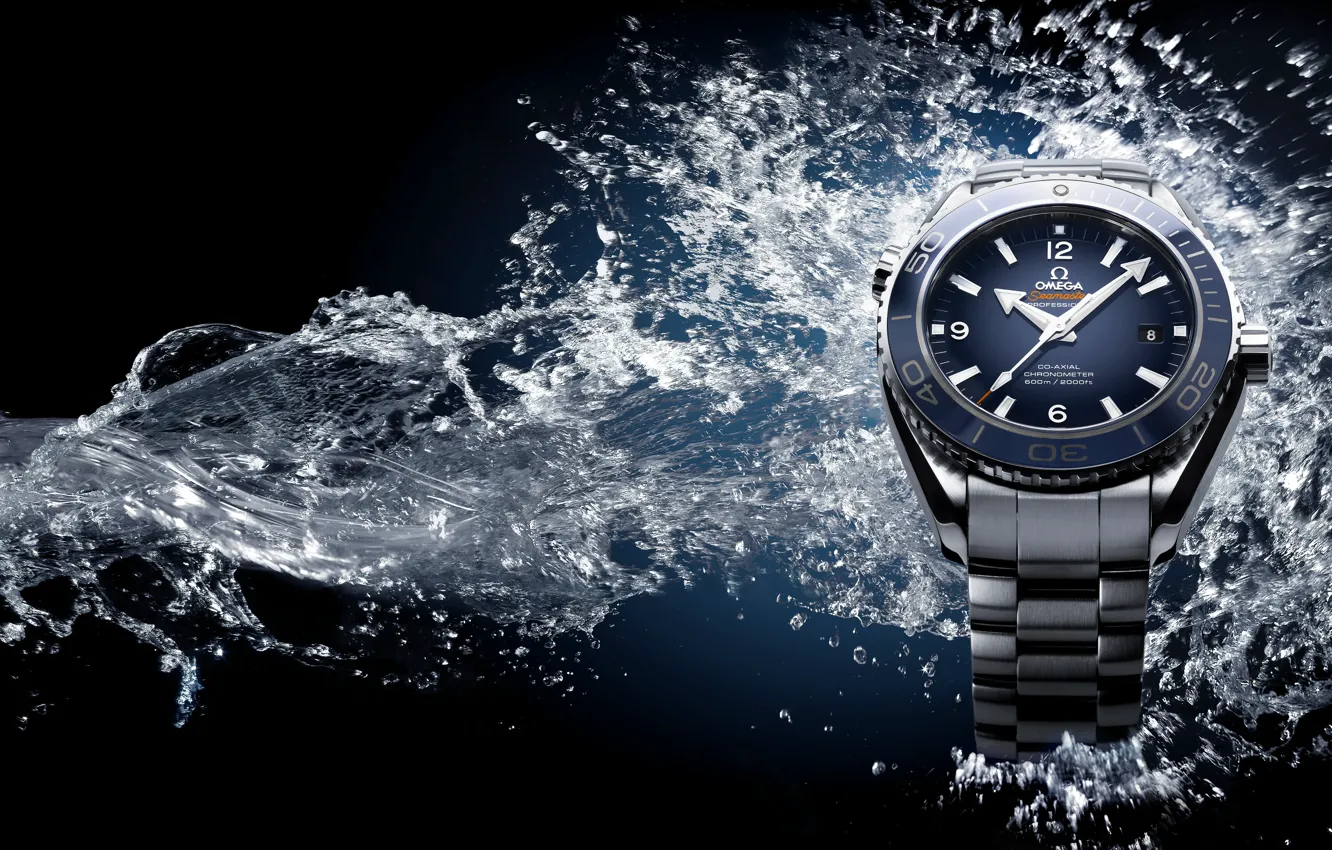 Фото обои вода, часы, Omega, Seamaster