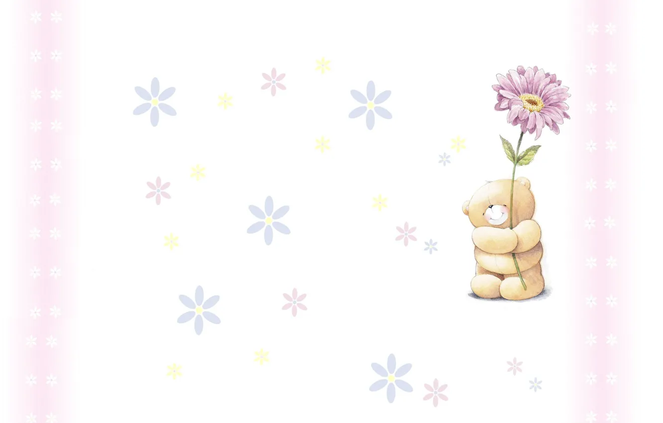 Фото обои цветок, настроение, праздник, подарок, арт, мишка, детская, Forever Friends Deckchair bear