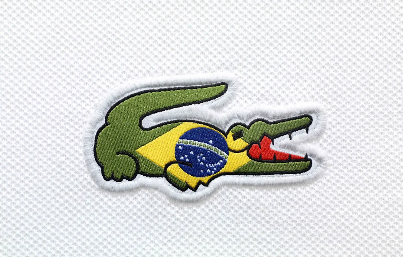 Фото обои крокодил, флаг, Бразилия, Lacoste, flag, Brasil