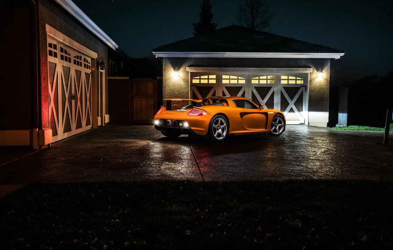 Фото обои Porsche, Orange, Carrera, Supercar, Exotic, Borealis, Rear, Ligth