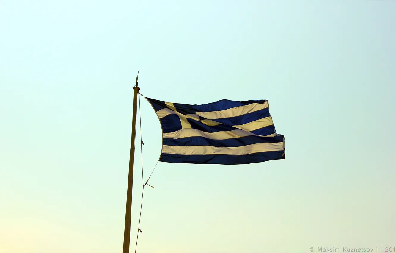 Фото обои небо, sky, flag, greece, venitomusic, Флаг Греции