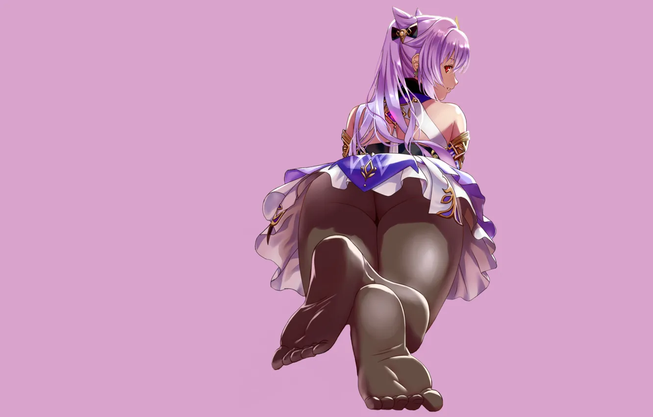 Фото обои girl, sexy, ass, anime, stockings, pretty, purple, butt