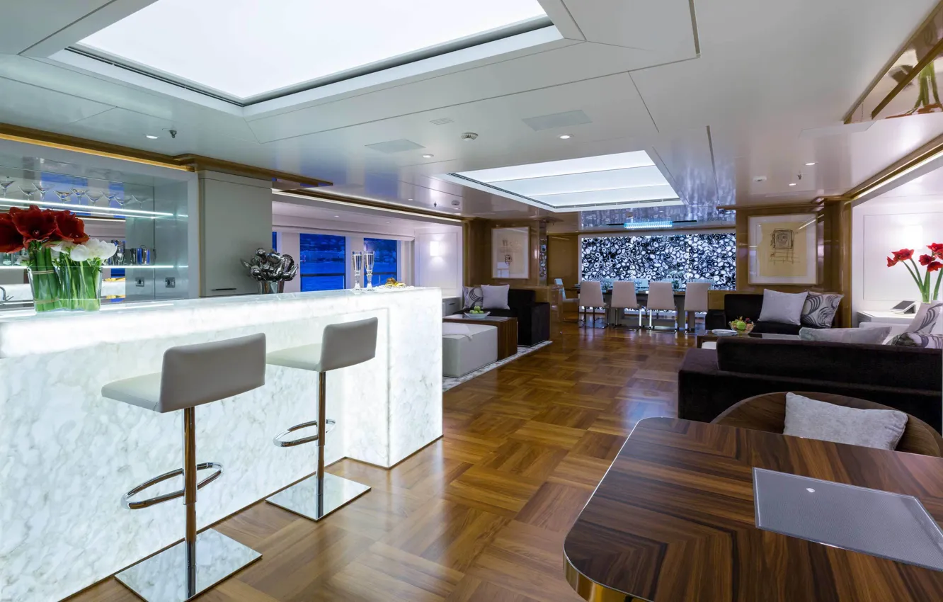 Фото обои дизайн, стиль, интерьер, saloon, living area, luxury motor yacht Galaxy