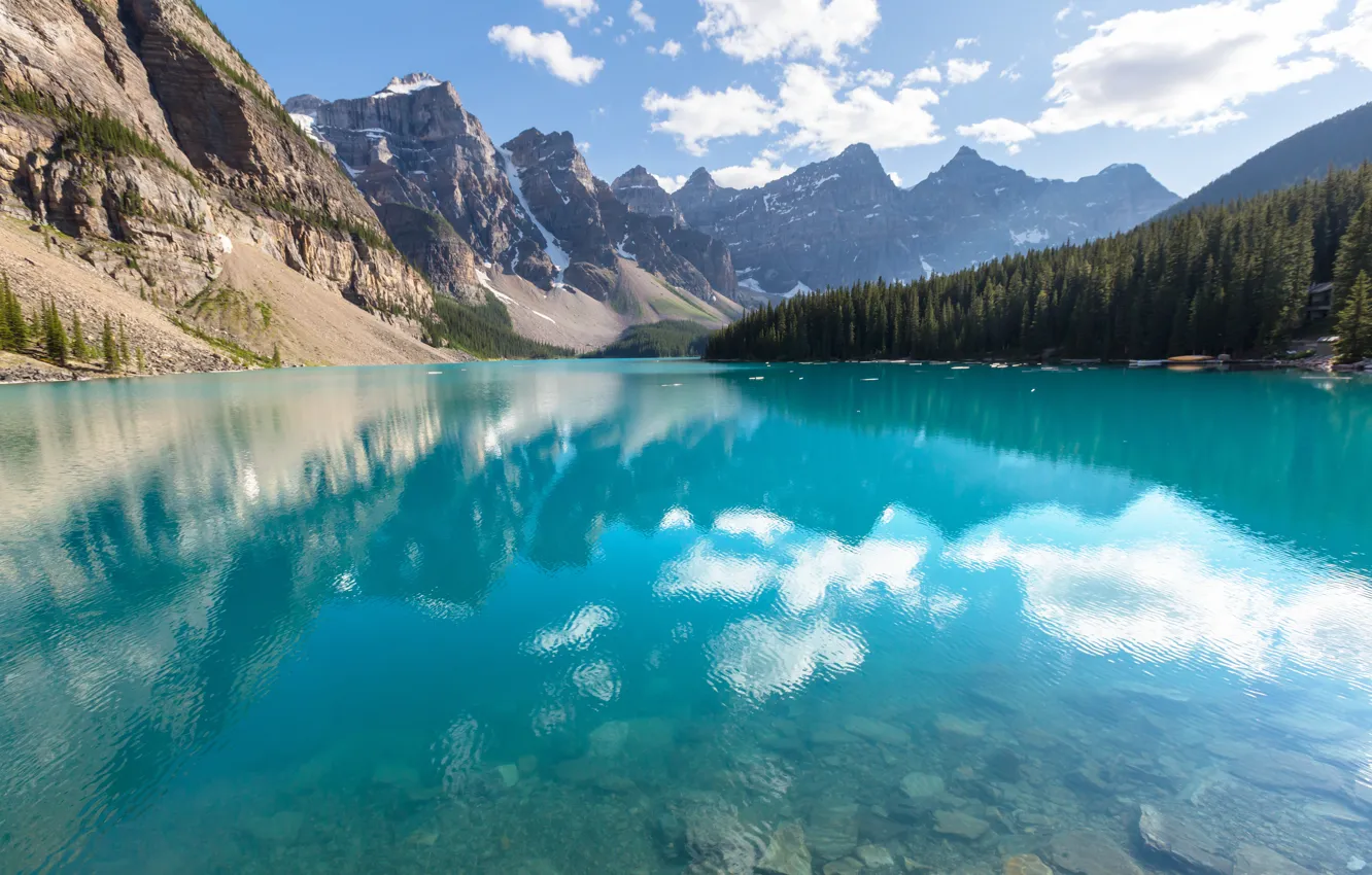 Фото обои лес, озеро, Canada, landscape, lake, Banff National park, Moraine