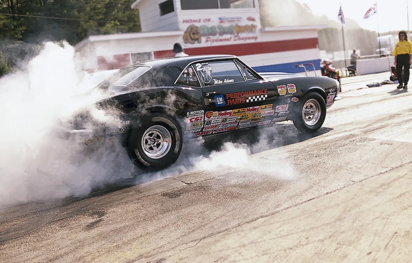 Фото обои трасса, мощь, camaro, chevrolet, drag, racing, миля