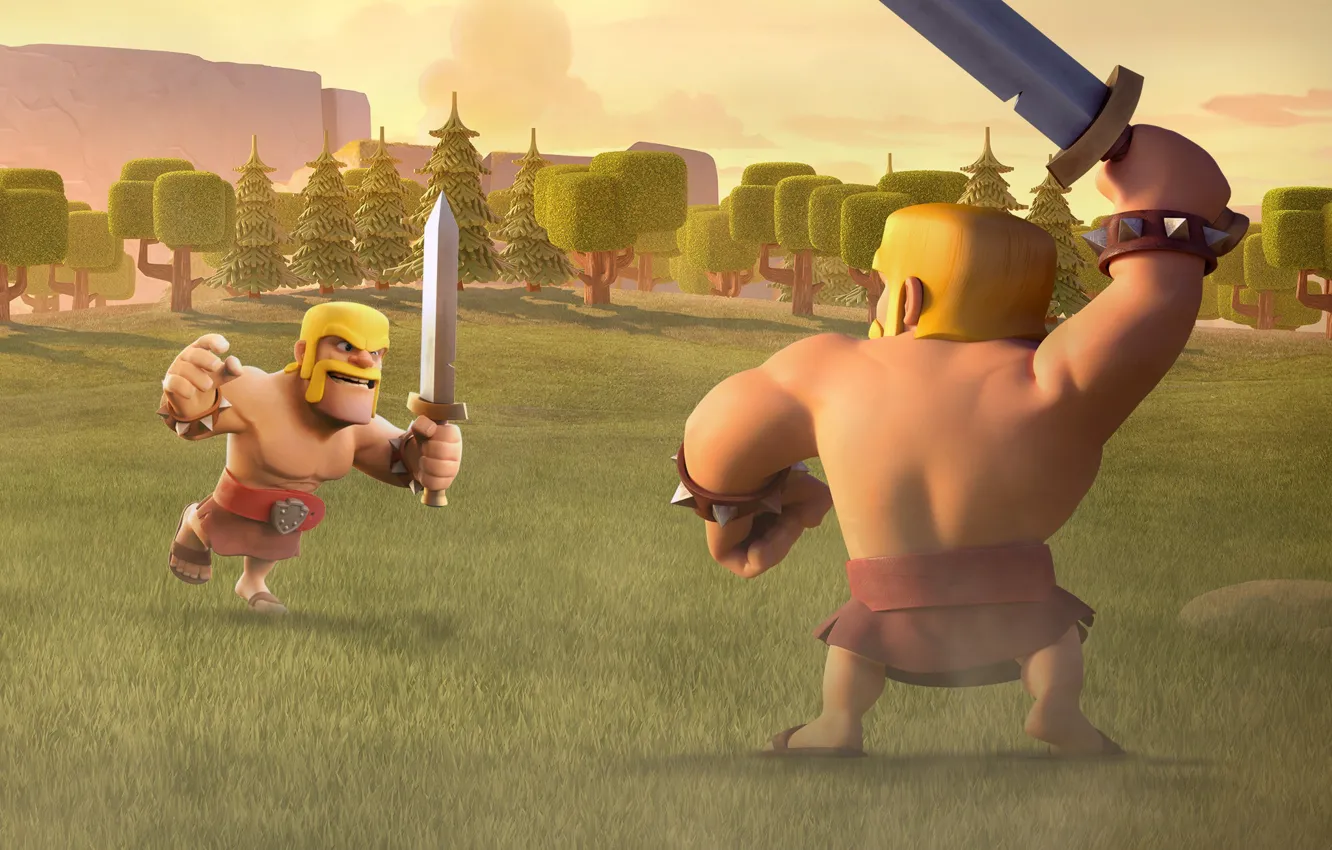 Фото обои sword, game, man, fight, ken, blade, barbarian, Clash Of Clans