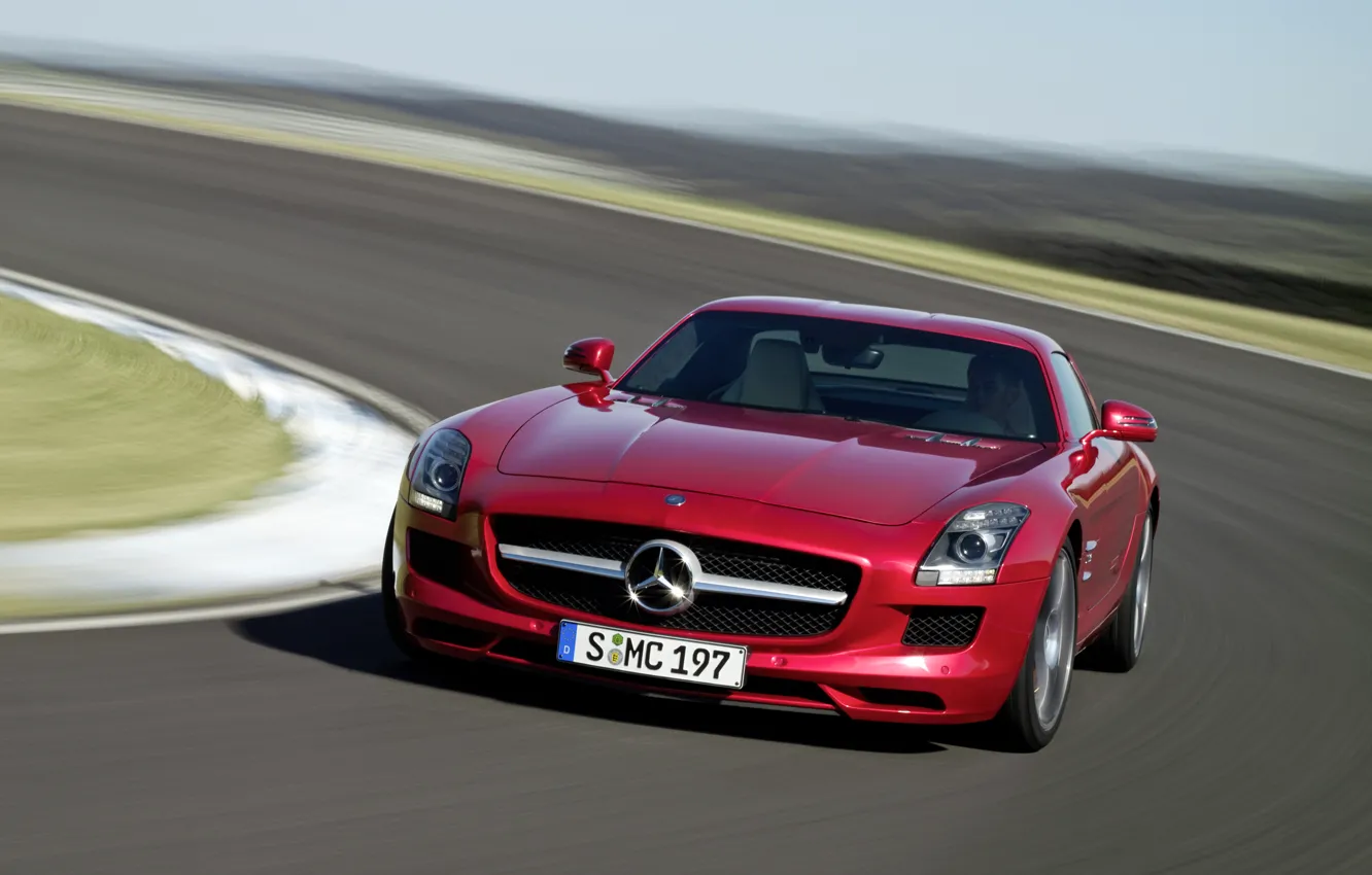 Фото обои Mercedes Benz, дорогие машины, красный автомобиль