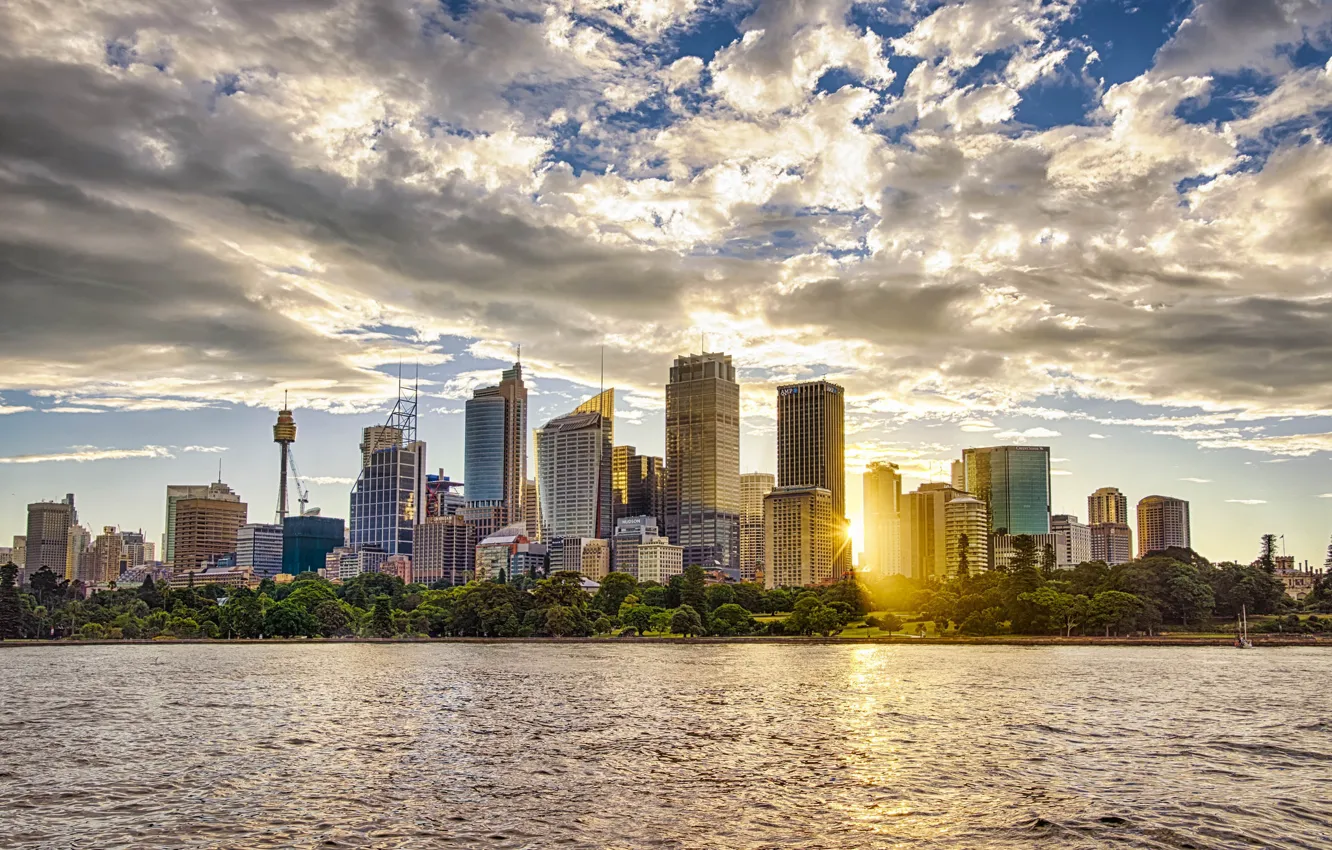 Фото обои облака, город, Австралия, Сидней, Sydney