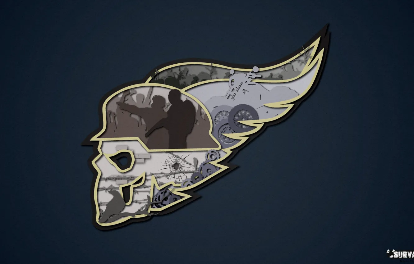 Фото обои байкеры, череп, крылья, логотип, символ, бандиты, группировка, Survarium