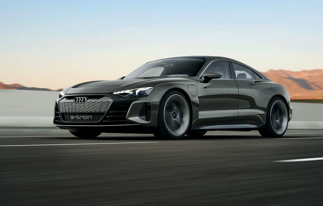 Фото обои движение, Audi, купе, 2018, e-tron GT Concept, четырёхдверное