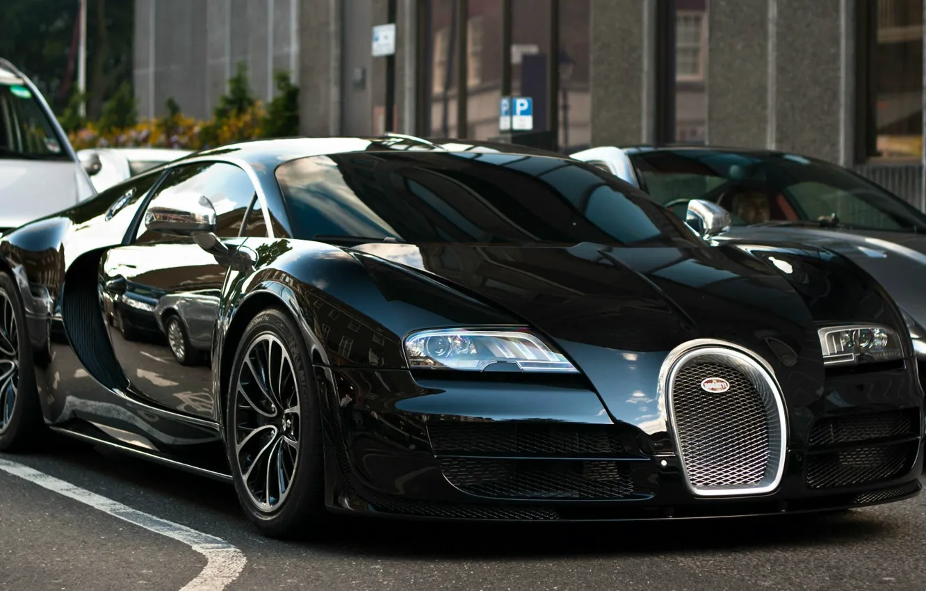 Фото обои дорога, чёрный, обои авто, Bugatti Veyron Super Sport