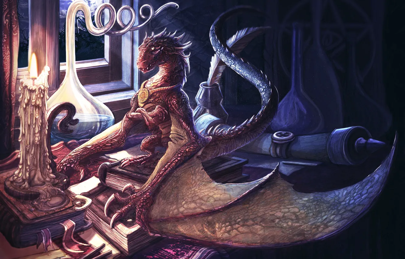 Фото обои Дракон, Арт, Фантастика, Magic, Illustration, Книги, Characters, Creatures