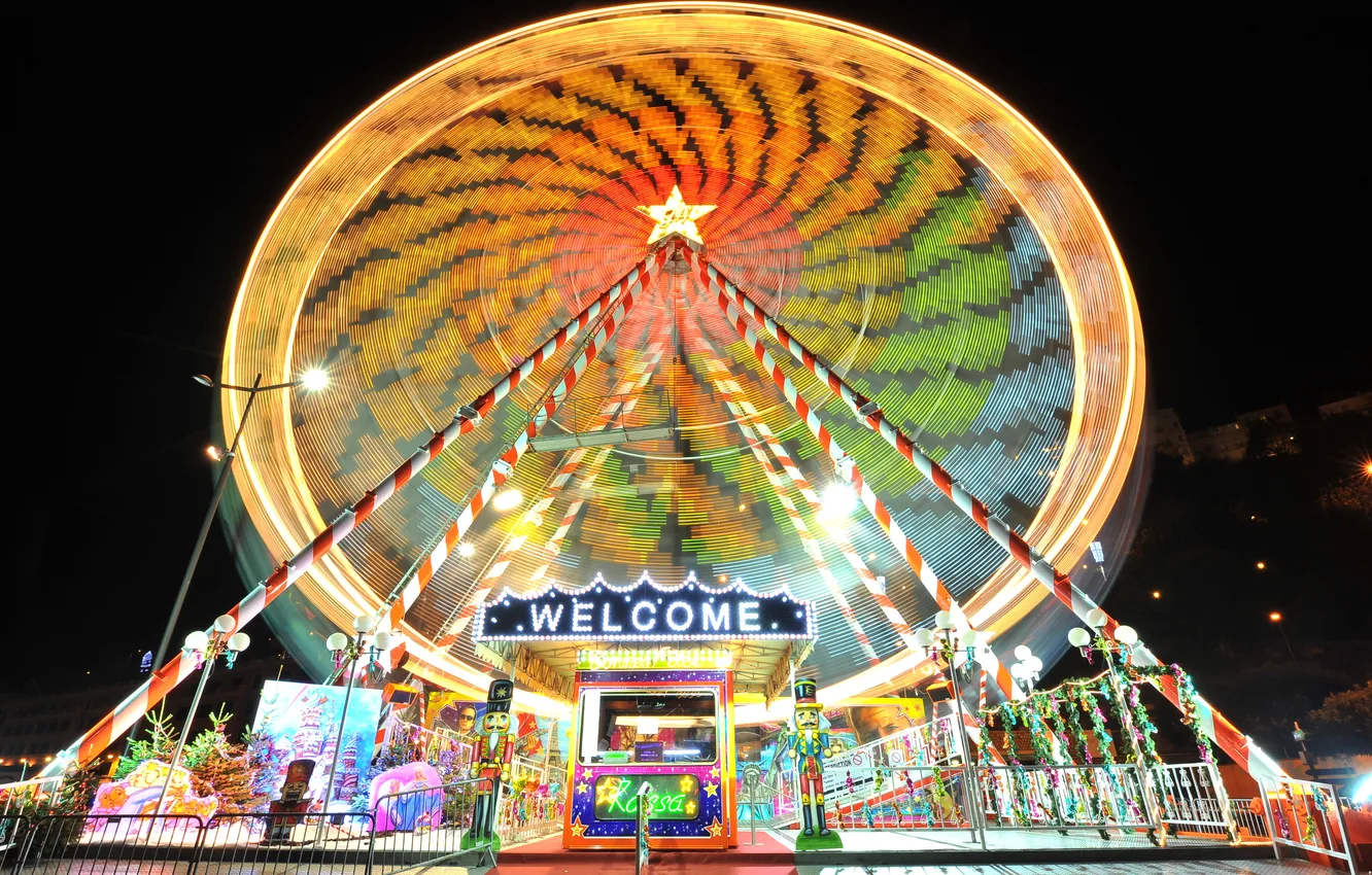 Фото обои christmas, night, wheel