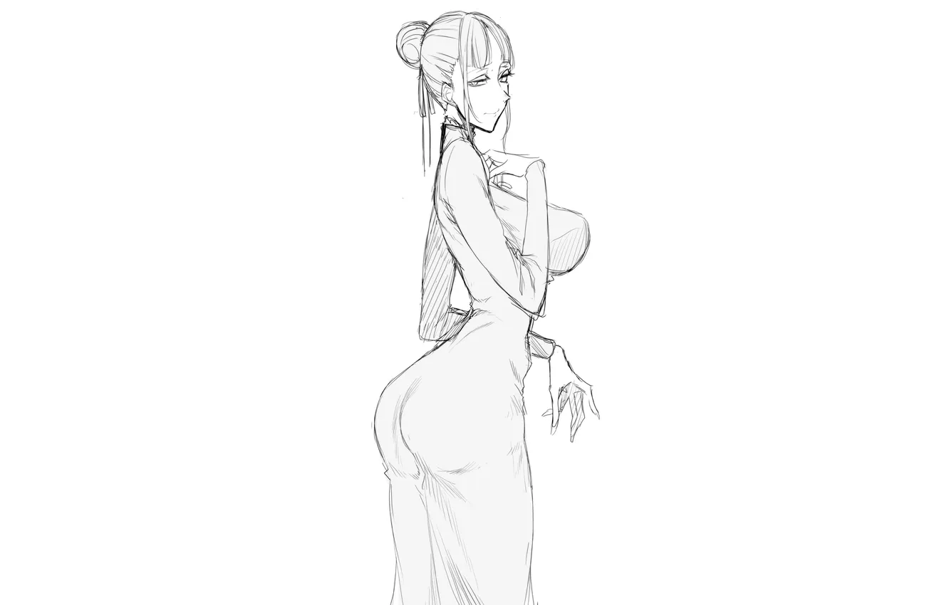 Фото обои girl, ass, dress, boobs, anime, beautiful, short hair, pretty