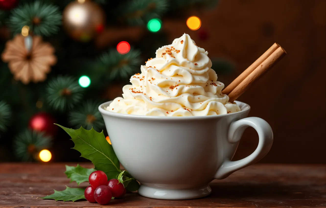 Фото обои украшения, Рождество, чашка, Новый год, Christmas, cup, какао, decoration